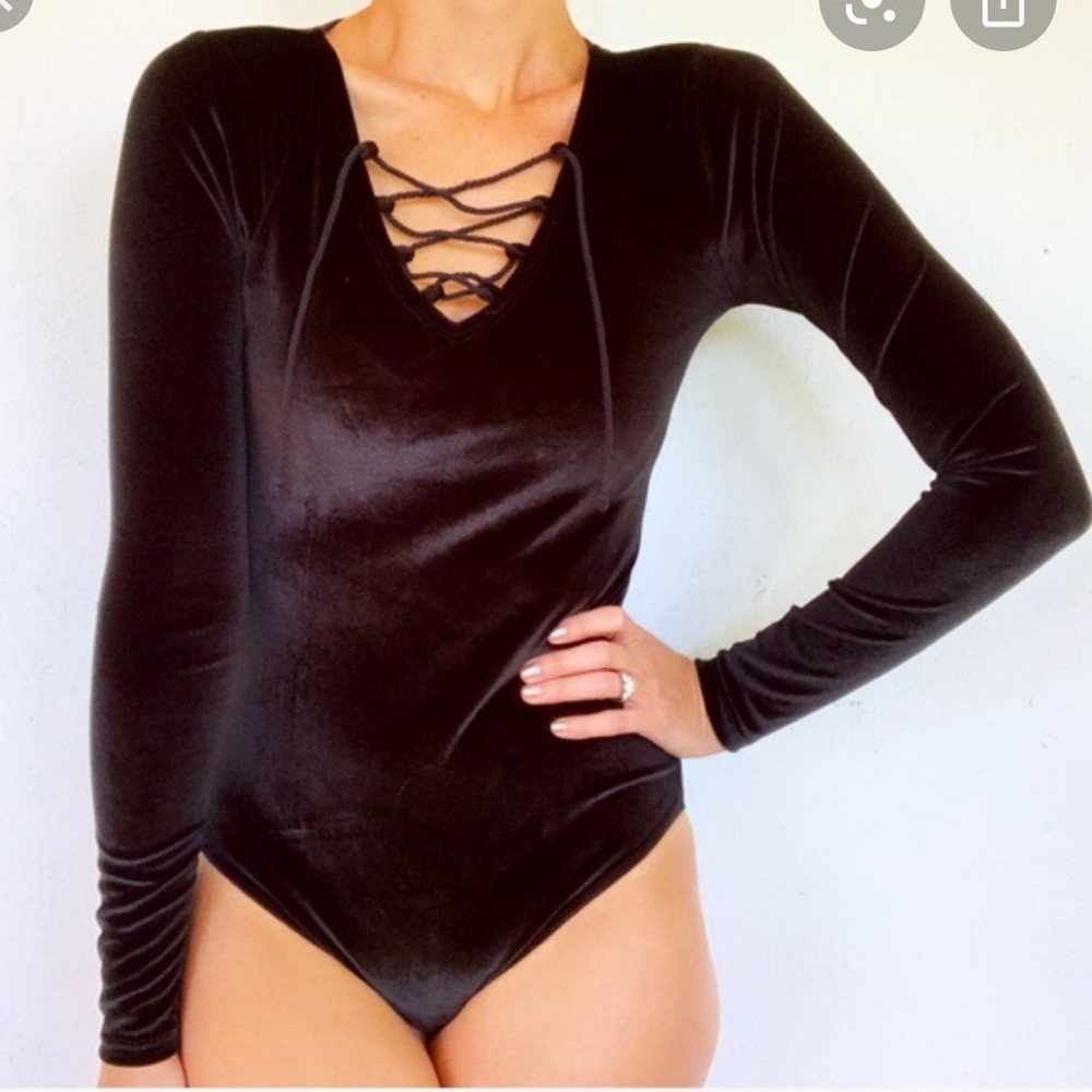 Hollister black velvet bodysuit
